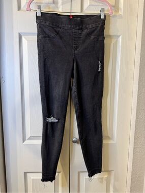 SPANX Black Ripped Skinny Jeans